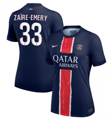 Paris Saint-Germain Warren Zaire-Emery #33 Hjemmebanetrøje Dame 2024-25 Kort ærmer